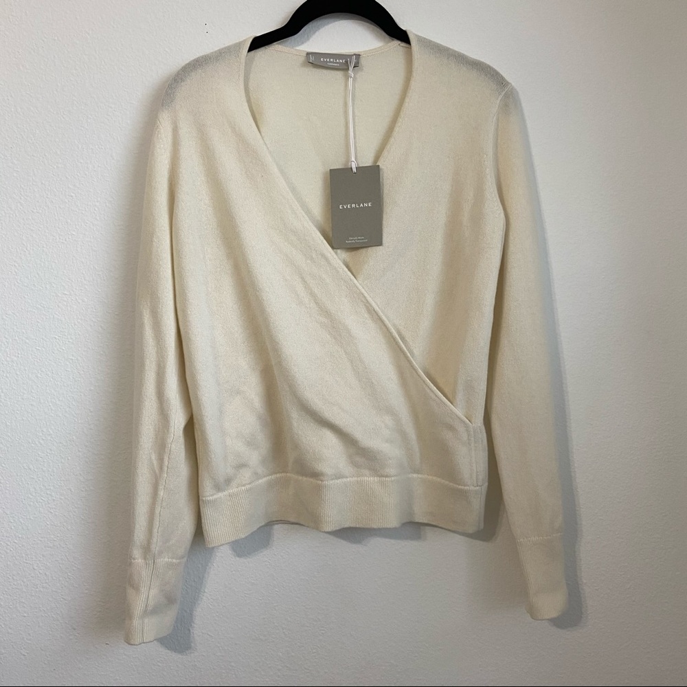 Everlane Cream Wrap Cashmere Sweater